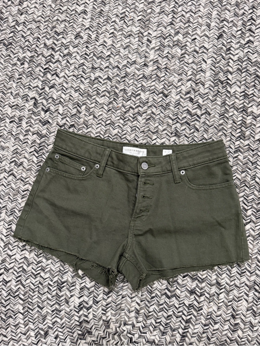 Lucky Brand Olive Cutoff Denim Shorts